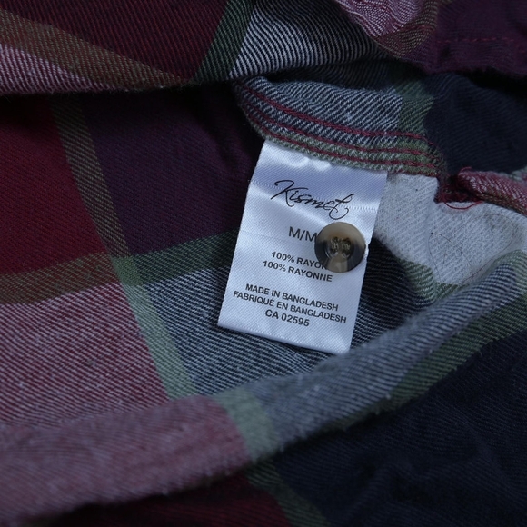 Kismet | Burgundy multicolored plaid half button down long sleeve - Picture 8 of 10